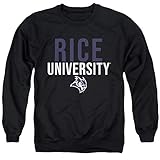 Rice University Official Stacked Unisex Adult Crewneck Sweatshirt, Black, Medium