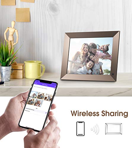 Dragon Touch WiFi Digital Picture Frame, 10 Inch IPS Touch Screen HD Display, Magnetic Stand, 16GB Storage, Motion Sensor, Auto-Rotate, Share Photos and Videos via App or E-Mail (Classic 10 Elite)