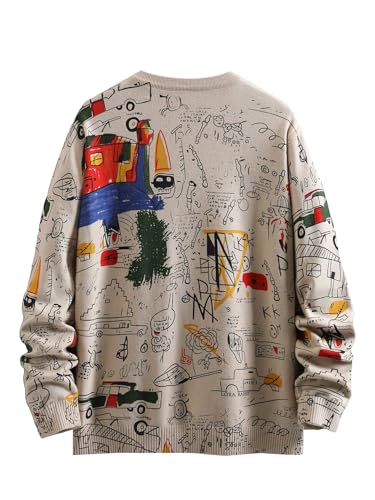 Men's Graphic Sweater Cartoon Long Sleeve Sweater Colorful Crew Neck Pullover Sweaters Streetwear2