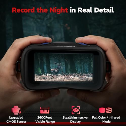 Image of VisioGear Night Vision Binoculars - Eagle Pro 4K Night Vision Goggles for Adults with Upgraded CMOS Sensor, 2600FT Range, 850nm IR Illuminator, 5000mAh Battery, 32GB SD Card, Stealth Black
