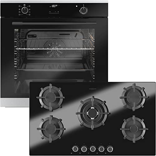 Oranier Einbaubackofen Set autark inklusive Gaskochfeld 90 cm GKH 2785 und Edelstahl Pyrolyse Backofen EBP 9872