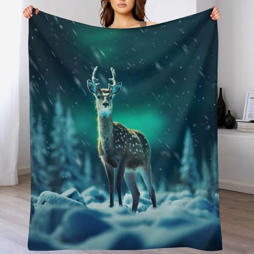 Couverture douce et chaude cerf en flanelle supérieure avec impression 3D - 2