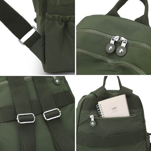 Image of Tanweibago Mini Nylon Women Backpacks,11L Small Ladies backpacks Casual Lightweight Women Shopping Travel Daypack (Army Green)