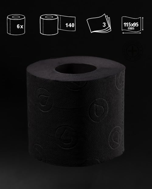 Schwarzes Toilettenpapier - 3-lagig - Renova Black Label - Toilettenpapier - Luxuriöses, weiches und originelles
