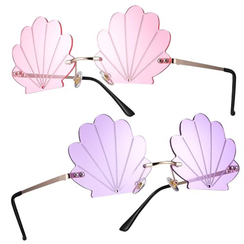 Lunettes de soleil sans monture en forme de coquillage au design aérien