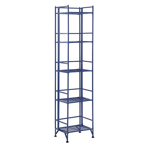 Super Deal Product Convenience Concepts Xtra Storage 5-Tier Folding Metal Shelf, Cobalt Blue