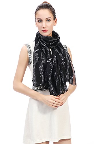 Lina & Lily Musical Notes Print Women's Scarf Shawl Wrap Lightweight2