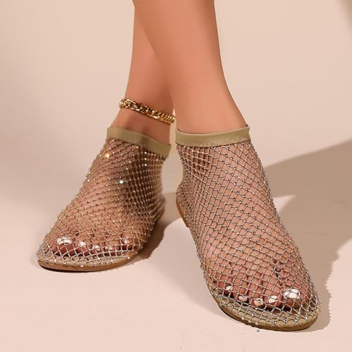Rhinestone Shoes for Women Ultra Comfortable Shiny Gem Mesh Flats, Shiny Gem Mesh Flats, Casual Elasticity Slip On Mesh Flat Shoes for Women4