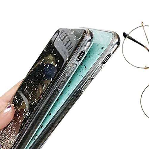 Image of VONZEE Glitter Case Compatible with Realme 8, Non Moving Glitter Stars Cover Soft TPU + Hard PC Bumper Bling Cover for Women Girls Protective Shockproof Phone Case (Green)