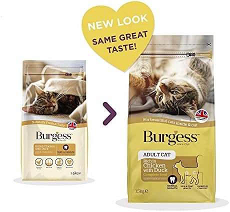 Burgess Adult Cat Food British Chicken and Duck - 1.5 kg, Brown