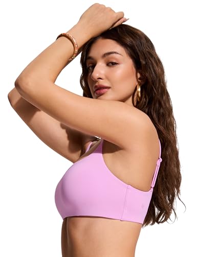 Image of CRZ YOGA D-DD Scoop Neck Bikini Tops | Removable Pads, Adjustable Spaghetti Straps, Swim, Bathing Suit Bra for Women