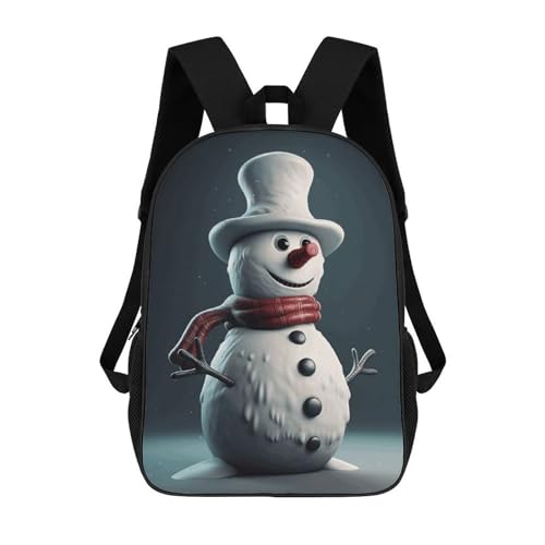 Mochila casual de dibujos animados de muñeco de nieve impermeable ligera de 17"
