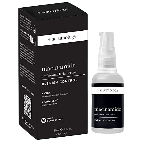 SERUMOLOGY NIACINAMIDE Professional Facial Serum 30ml, 100% Plant Based Natural Skincare Blemish Control Serum with Cica