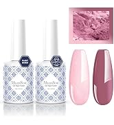 MelodySusie Fleurwee Plant Based Gel Nail Polish, 2 Pcs Hema Free Gel Polish Pink Purple and Glit...