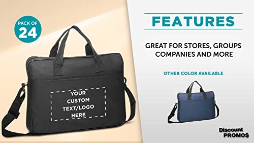 24 Polyester Messenger Bags Set - Customizable Text, Logo - Adjustable Straps, Reinforced Straps, Front Pocket, Everyday Use - Black2