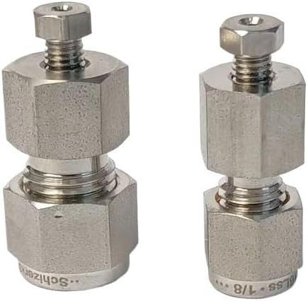 1/16 inch Tube Union Reducer 1/8 in 3/mm Fittings for Instrument Plumbing Stainless Steel Connector (0.0625in to 3mm)