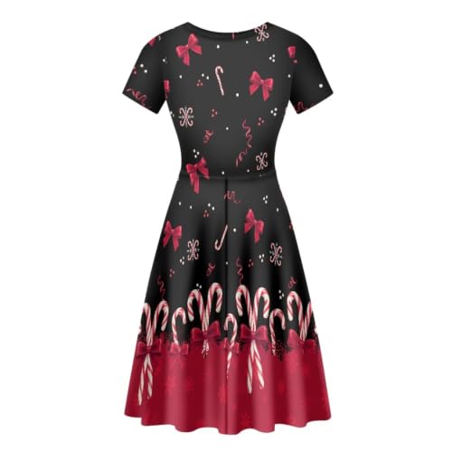 Image of Forchrinse Summer Dresses for Women Crew Neck Short Sleeve Midi Dress Casual Beach Vacation Sundress