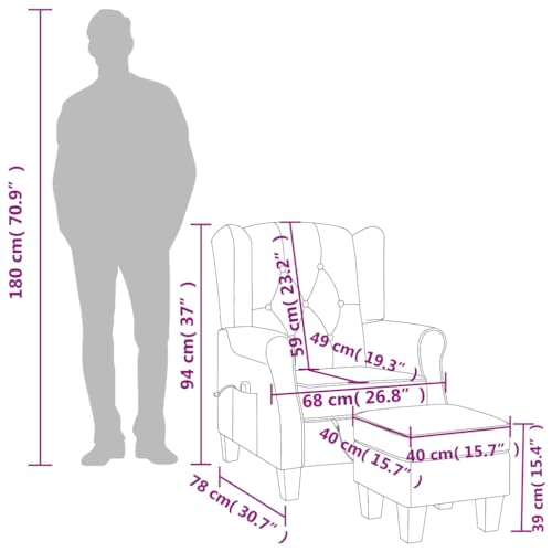 Teenpull Schwarzer Massagesessel mit Hocker, Stoffbezug, 6 Massagepunkte für Rücken & Beine, USB-Anschluss, Fernbedienung, für Wohnzimmer & Schlafzimmer, max. 110 kg – Bild 3
