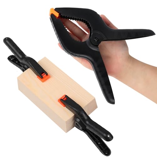 Image of 2 Pack Spring Clamps, 8.5inch Plastic Clips, Small Backdrop Clips, Clamps Heavy Duty, Spring Clips for Crafts, Backdrop Stand, Woodworking, Photography Studios (Black)