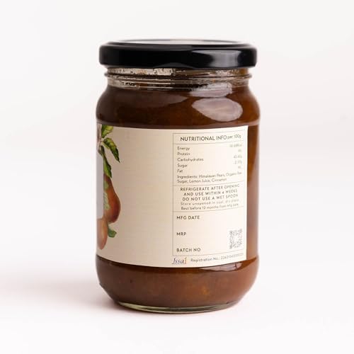 Image of Himalayan Haat Pear Cinnamon Preserve - Low Sugar Jam | 70% Real Fruit, Made with Khand | No Preservatives or Artificial Ingredients | 340g