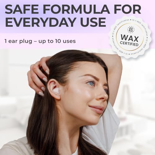 Image of Peace&Quiet PQ Wax Ear Plugs for Sleeping, Swimming - 30 Soft Noise Cancelling Silicone Gel Wax Earplugs for Sleep and Swimmers, Ear Protection with Sound Blocking Level of 32 Db, Lavender
