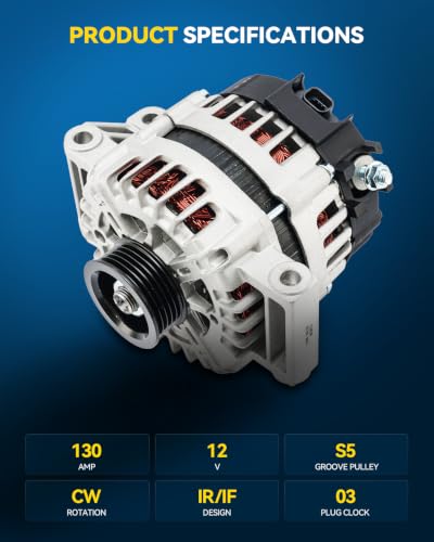 Image of PHILTOP Alternator Compatible with 2012-2017 Verano Automatic, Captiva Sport 2.4L, 2011 LaCrosse 2.4L(Valeo Unit; 130 Amp) 11652N 12V CW 5-Groove Pulley | Captiva Sport 2012 2.4L /2013-2015 All Model, Verano 2012 2017, LaCrosse 2011 2.4L Replace 11652N 12V CW S5 5-Groove Pulley
