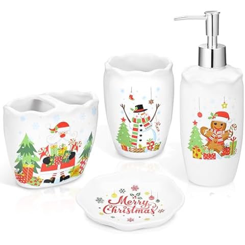 Merry Christmas Ceramic Bathroom Accessory Set Cover