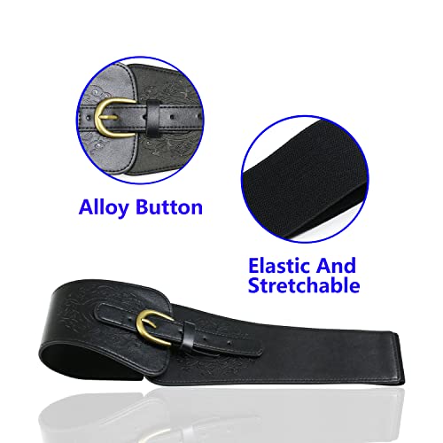 Namzi Women's Black Leather Corset Belt, Thick Waist Cincher Belt with Adjustable Lacing, Wide Waist Trainer for Body4