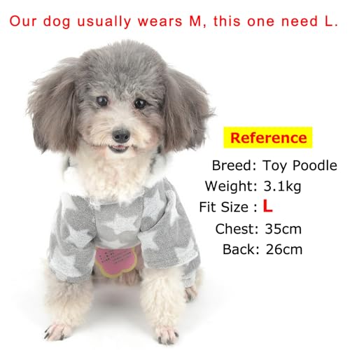 Zunea Schlafanzug für kleine Hunde Wintermantel mit Kapuze Welpen Warm Fleece Weich Kapuzenpullis Haustier Kleidung Chihuahua Pullover Bekleidung Grau L