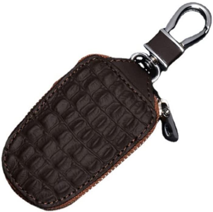 VRUNDAVAN CARE Car Remote Key Case | Smart Protection Key Holder for Car Key | Key Chain Bag | Auto Remote Keyring Wallet Genuine Leather for Remote Key Fob (Brown Colour)