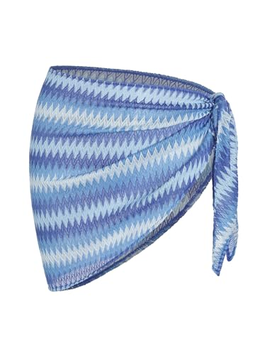 Image of ZAFUL Sarong Coverups for Women Beach Vacation Fishnet See Thru Tie Side Bathing Suit Cover Up Mini Skirt