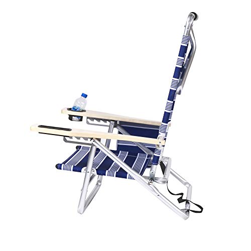 Deluxe Reclining 5 Positions Lay Flat Aluminum Folding Sand Beach Chairs For Adults With Cup Holder - 2 Pack #TOP3