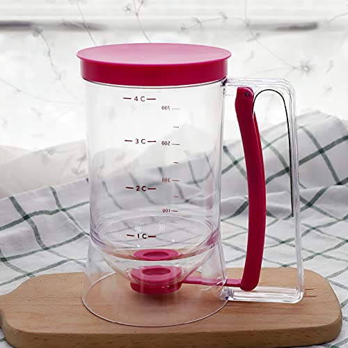 Pancake Cupcake Batter Dispenser Tool - for Cupcakes Crepes,Waffles with Measuring Label Squeeze Handle Bracket /1978