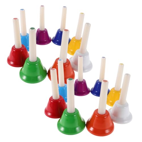 BESTonZON 16Pcs Colorful Musical Education Hand Bells Pitched Handbells for Rhythm Training for Educational Activities Schools and Parties