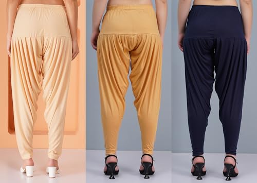 Image of Buy That Trendz Combo Offer (Pack of 3) Cotton Viscose Lycra Dhoti Patiyala Salwar Harem Bottoms Pants for Womens (White, Maroon, Black)