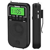 Gemean J-121 ポータブルラジオAM FM小型、LED懐中電灯付き スリープタイマー付き アラーム付き トランジスタ、携帯、長距離受信用、屋内、屋外、散歩、ジョギング、ジム、キャンプ用緊急ポケットウォークマン（黒）