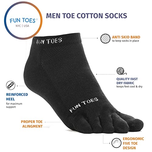 FUN TOES Pairs Men's Cotton Toe Socks Barefoot Running Socks