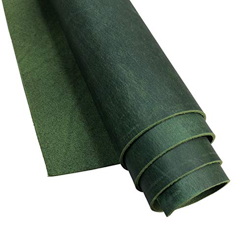 1,8 - 2,0 mm de grosor de cuero de vaca precortado cuadrado para herramientas de artesanía en cuero, silla de cuero de vaca encerada de Crazy-Horse DIY (verde, 30,5 x 122 cm) Cover
