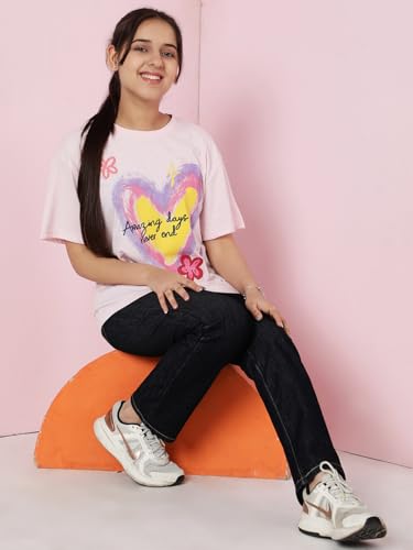 Image of Li'l Tomatoes Girls Crop T-Shirt | 100% Cotton | Graphic Printed Casual Top | Soft & Breathable Summer Wear | 9-16 Years