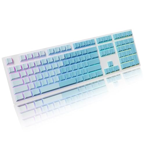 AKepopery Gradient Keycap Side-Print Shine-Through PBT Keycaps, 121 Keys Cherry Profile, Transparent Spacebar Strip, for MX Switches, for Keyboards with LED Facing South (Gradient Blue) — view 6