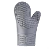 Guantes de horno aislados resistentes al calor hasta 300 °C, guantes de silicona para microondas con textura antideslizante y forro de tela de rizo, lavables a máquina para uso en cocina (B)