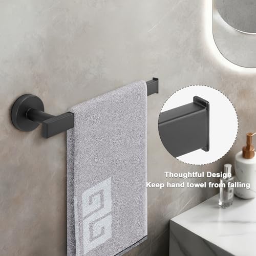 Image of NearMoon Square Hand Towel Holder /Towel Ring, Premium SUS304 Stainless Steel Hand Towel Bar Rustproof Wall Mounted Towel Rack for Bathroom /Kitchen, Contemporary Style Bath Accessory (Matte Black)
