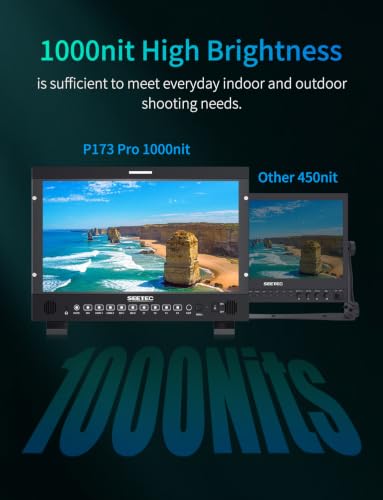 Image of P173 PRO 17.3 inch 1000nit Broadcast Director Production Monitor with 3G-SDI HDMI Input Output, HDMI Support 4K 60, LUT Waveform HDR, Built-in Speaker, for Commercial, Filmmaking, Live Streaming