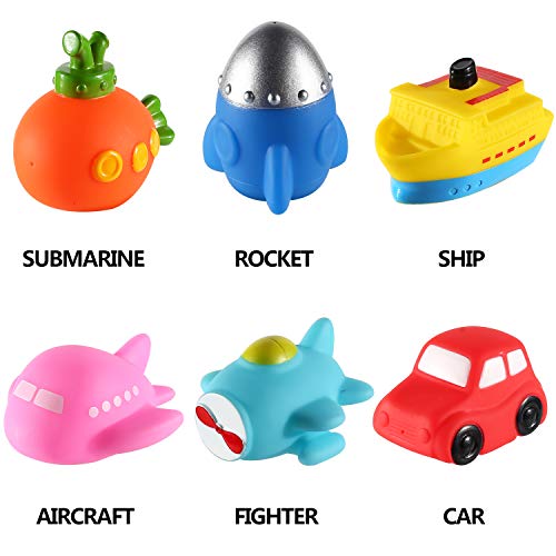 6 Packs No Hole Boat Bath Toy Set, Light Up Changing Color In Water, Floating Rubber Bathtub Toys For Baby Toddler Infant Boy Girl Kid Play, Led Growing Pal In Shower Bathroom Tub Or Swimming Pool #TOP2