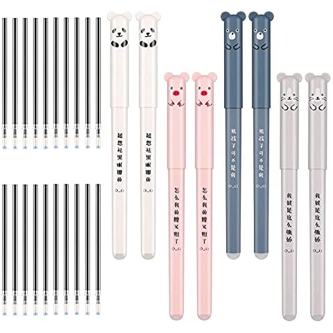 Cute Cartoon Animal Pens, 8 Pcs Animal Gel Ink Pens, Friction Pens Rollerball Erasable Pens for Student Gift Stationery Office Supplies Cover