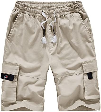 Msmsse Women's Casual Cargo Shorts Elastic Waist Drawstring Cotton Loose Fit Outdoor Multi Pockets Beige US 12-14/Asian 4XL