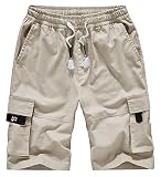 Msmsse Women's Casual Cargo Shorts Elastic Waist Drawstring Cotton Loose Fit Outdoor Multi Pockets B