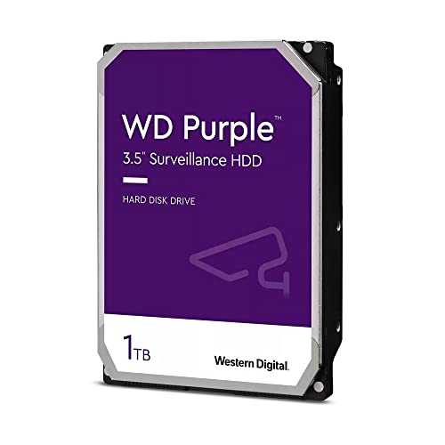 WD Purple 1TB per disco rigido interno di videosorveglianza da 3,5 - Tecnologia AllFrame™ - 180 TB/anno, 64 MB di cache, garanzia di tre anni
