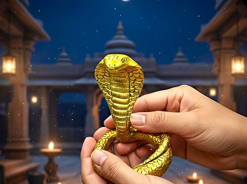 Image of Solid Brass Religious Naag for Shivling | Handcrafted Shiv Nagaraj Vasuki Snake Idol for Puja, Mandir Decor, Vastu Protection & Nag Panchami (Small)