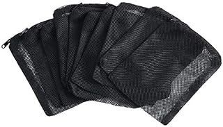 SLSON 12 Pcs Aquarium Filter Bag Nylon Media Mesh Bags Reusable Net Bags with Plastic Zipper for Fish Tank Bio Balls, Pelletized Carbon, Ammonia Remover and Ceramic Rings,Black